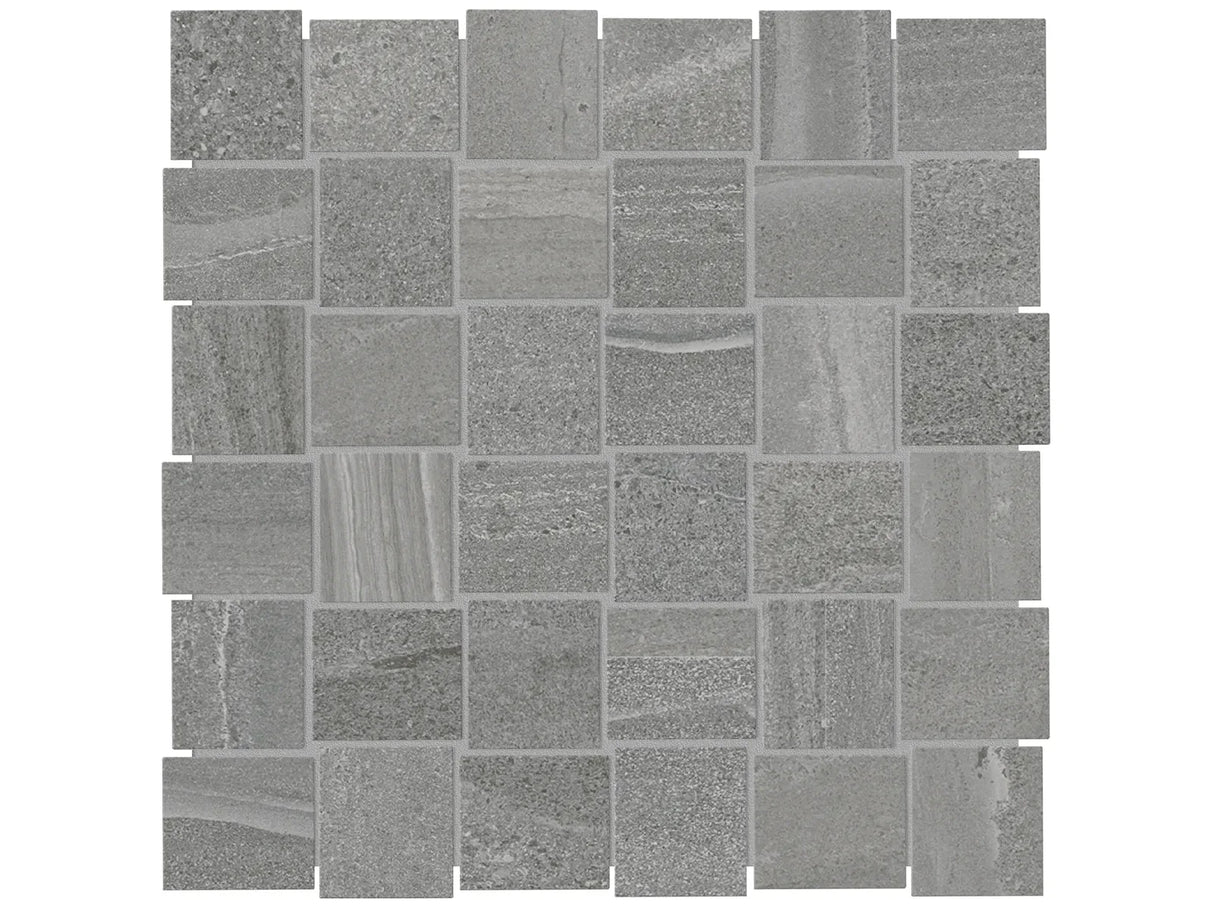 Anatolia Tile 2X2 Basketweave Davenport Mica Matte Porcelain Mosaics. 1 Sheet = .97 Sq. Ft. 4501-0081-0 (63-579) Mica Basketweave 2x2 - premium natural stone mosaic tile from Anatolia Tile, available at PoshHaus showroom in Keene, NH