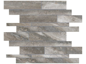 Evolution Mica Random Strip Matte Porcelain Mosaics. 1 Sheet = .96 Sq. Ft. 4501-0100.0 (69-202)