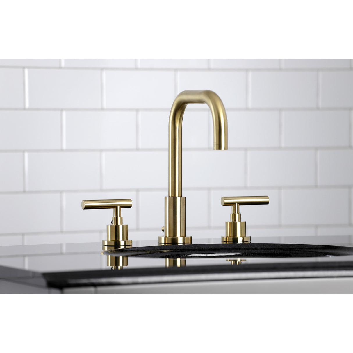 Kingston Brass FSC8933CML Manhattan Widespread Bathroom Faucet with Brass Pop-Up, Brushed Brass