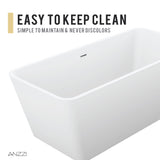 ANZZI FT-AZ501 Cenere 4.9 ft. Man-Made Stone Center Drain Freestanding Bathtub in Matte White