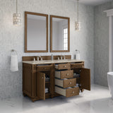 Bristol 60" Double Vanity, Saddle Brown, w/ 3 CM Tajnar Eclos Top