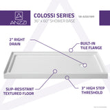 ANZZI SB-AZ007WR Colossi Series 36 in. x 60 in. Single Threshold Shower Base in White