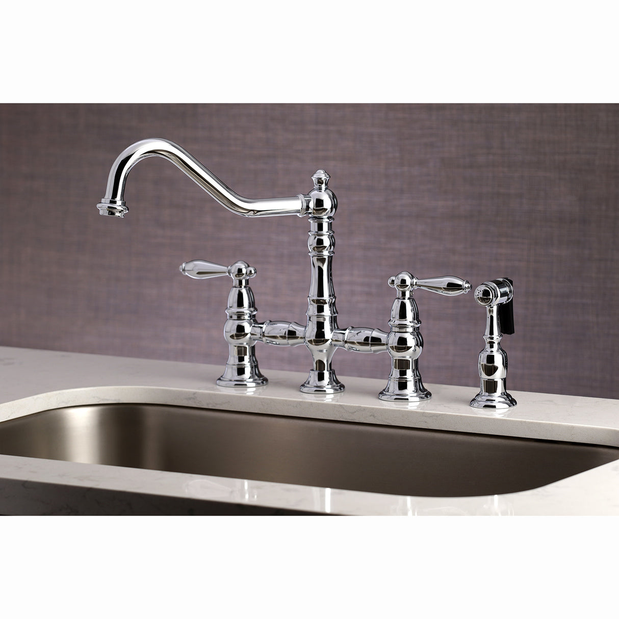 Kingston Brass KS3271ALBS Kitchen Faucet with Side Sprayer, Polished Chrome