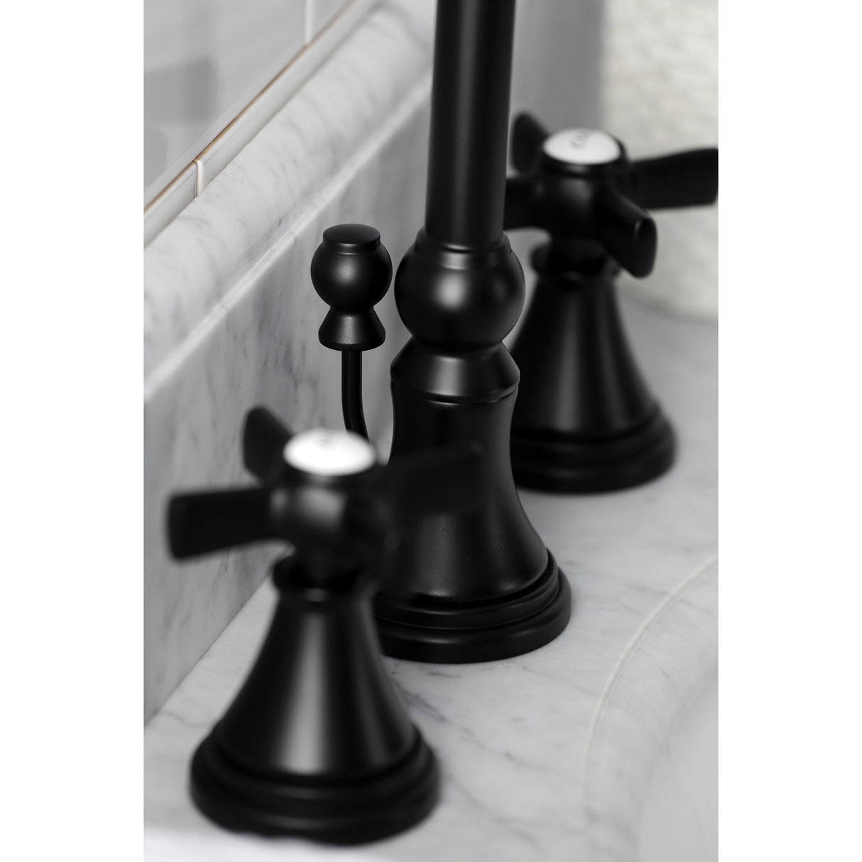 Kingston Brass KS2980ZX Millennium Widespread Bathroom Faucet with Brass Pop-Up, Matte Black