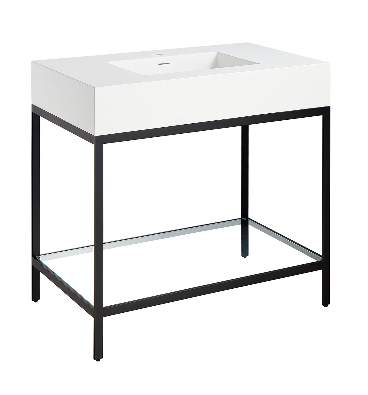 ANZZI CS-FGC001-MB Ventura 36 in. Console Sink in Matte Black with Matte White Counter Top