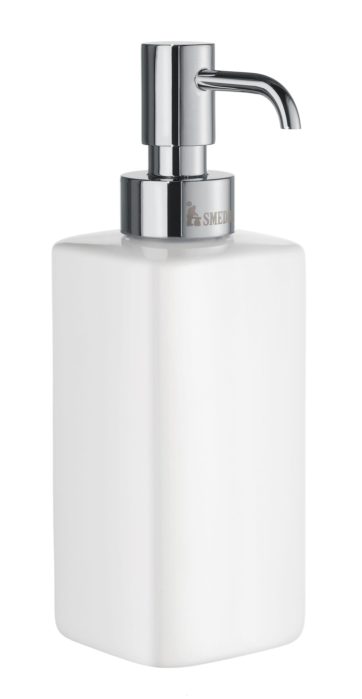Smedbo Ice Soap Dispenser Free Standing Porcelain with Pumphead in Polished chrome