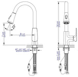 Polished Chrome Square Gooseneck Pull Down Kitchen Faucet