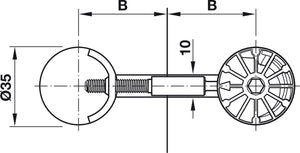 Häfele 262.87.041 Countertop/Work Surface Connector, Maxifix 35, Bolt length BL: 68.5 mm, drilling dimension B: 32-41 mm