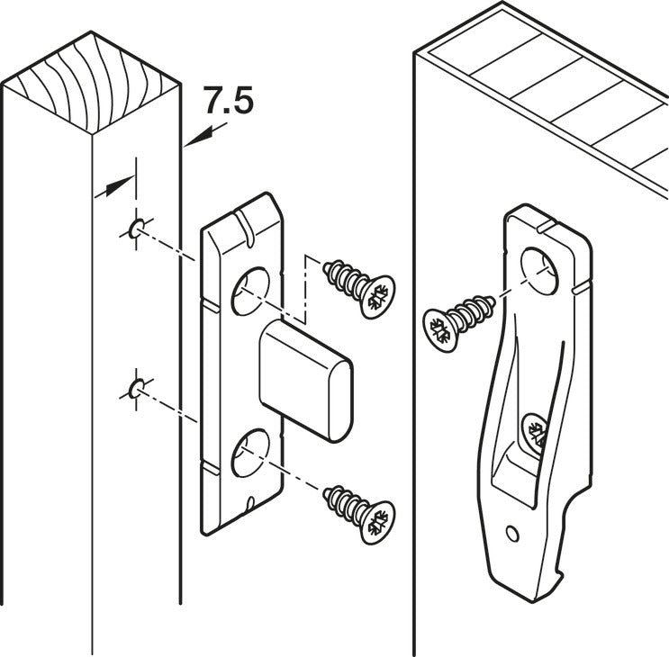 Häfele 262.49.356 Pacofix - SF/DF-L, Hook-On Panel Component, Black, for use with wood screws