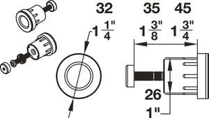 Häfele 911.26.940 BL100 Privacy Lock, for Sliding Barn Door, Round trim, T1 thumb-turn, matte stainless steel, 2 1/4" lock backset