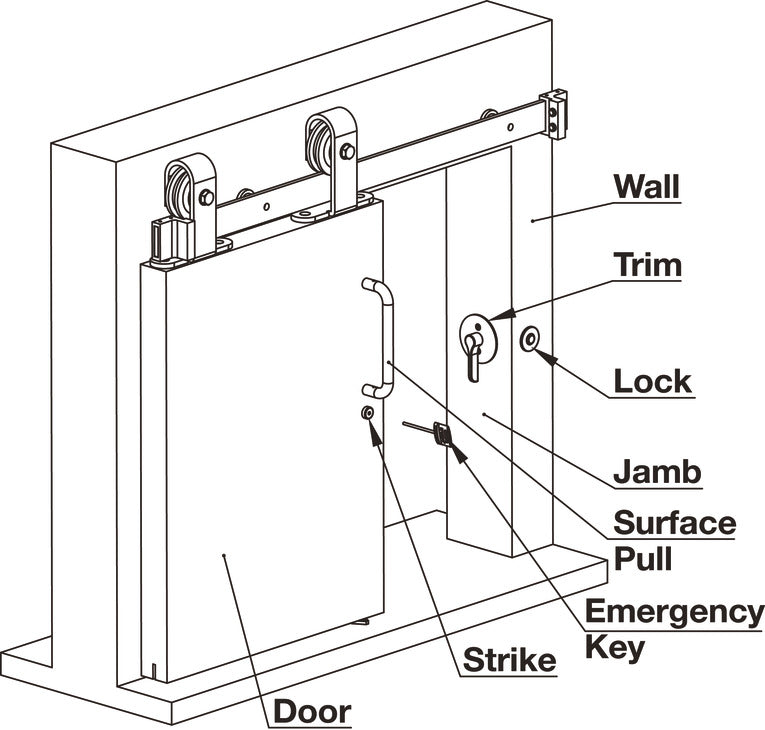 Häfele 911.26.940 BL100 Privacy Lock, for Sliding Barn Door, Round trim, T1 thumb-turn, matte stainless steel, 2 1/4" lock backset