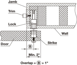 Häfele 911.26.940 BL100 Privacy Lock, for Sliding Barn Door, Round trim, T1 thumb-turn, matte stainless steel, 2 1/4" lock backset