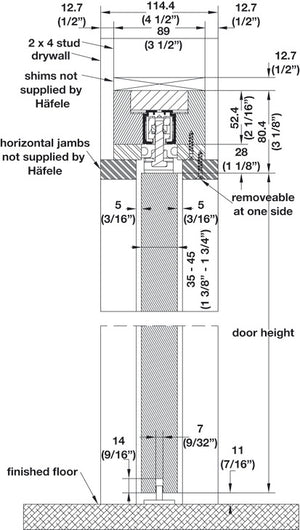 Häfele 942.72.000 Pocket Door Frame Set, Slido, For 80" tall door