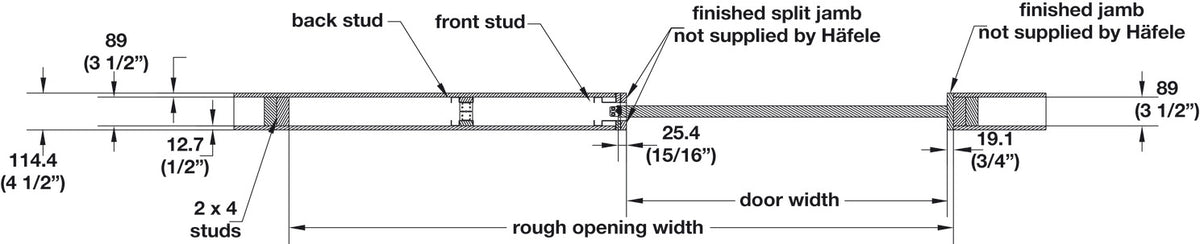 Häfele 942.72.000 Pocket Door Frame Set, Slido, For 80" tall door