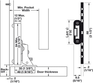 Häfele 408.10.553 Ball Bearing Slide, Pocket Door WF/MF System, Length: 22", retraction: 18 3/4"