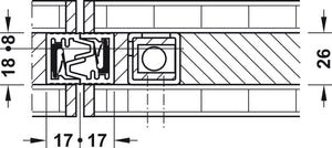 Häfele 946.21.100 Bar Bolt Lock, Hawa Doorfix, For Wood Sliding Doors