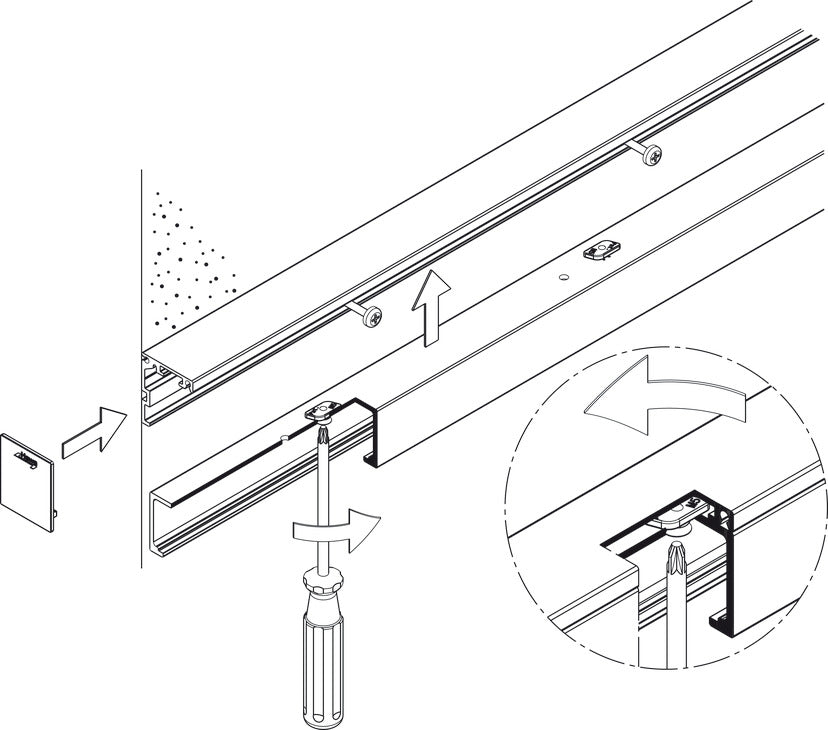 Häfele 940.40.202 Angle Profile, Pre-Drilled for Upper Tracks, Junior 40, Length: 2 m (6' 6 3/4")