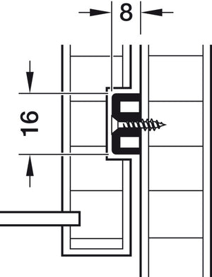 Häfele 430.15.701 Guide Rail, 3/4 Extension, Side Mounted, Installation length: 285 mm