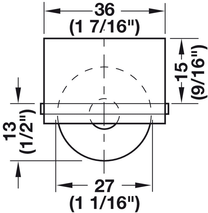 Häfele 661.05.320 Roller-Mini Caster, Load-Bearing Capacity 88 lbs., Housing Ø 36 mm, Running surface: Hard