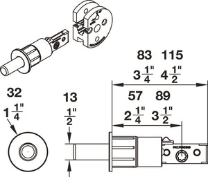 Häfele 911.26.940 BL100 Privacy Lock, for Sliding Barn Door, Round trim, T1 thumb-turn, matte stainless steel, 2 1/4" lock backset