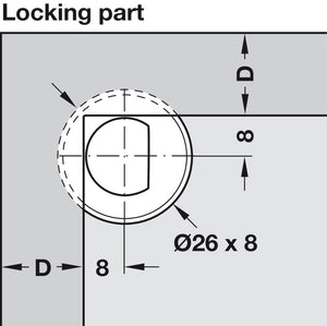 Häfele 329.44.332 Salice - Catch for PUSH Hinge, Press-Fit, for overlay doors, DP29SN3, Black