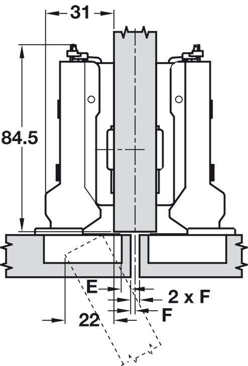 Häfele 348.36.532 Grass - Concealed Hinge, Tiomos, 120° Opening Angle, Half Overlay, Self-close, Impresso Fitting