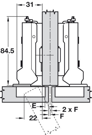Häfele 348.36.532 Grass - Concealed Hinge, Tiomos, 120° Opening Angle, Half Overlay, Self-close, Impresso Fitting