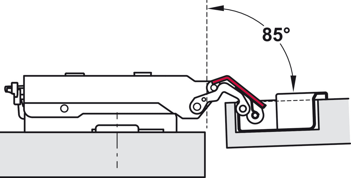 Häfele 348.40.010 Grass - Opening angle restraint, Tiomos concealed hinge, 85°, Bright, steel, model F072135751517