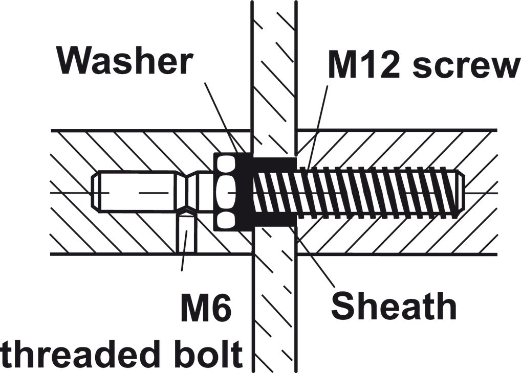 Häfele 909.03.900 Mounting Set, Back-to-Back, for Pull Handles, for Glass Doors, Glass Thickness: 8 - 12 mm (5/16" - 1/2")