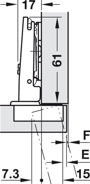 Häfele 329.16.500 Salice - Concealed Hinge, 200 Series, 110° Opening Angle, Full Overlay, Nickel plated, For wooden doors up to 26 mm, Free-swinging, screw mount, model C2P4A99