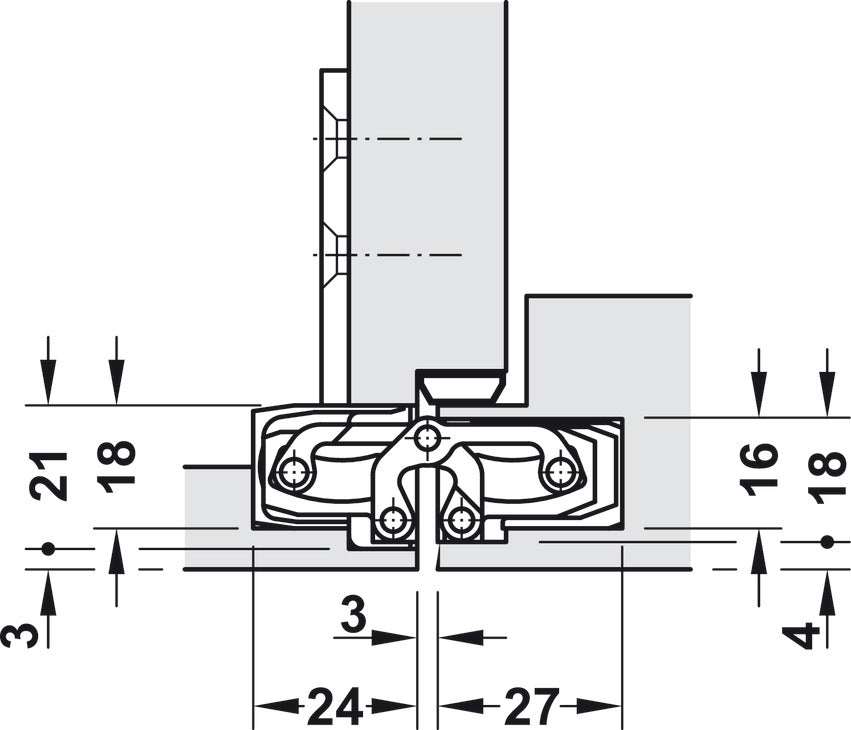 Häfele 924.18.916 TECTUS - Concealed Hinge, TE 240 3D, 3D adjustable, size 155 mm, Rustic umber