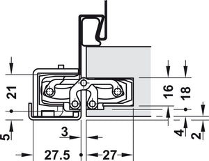 Häfele 924.18.971 TECTUS - Concealed Hinge, TE 240 3D, 3D adjustable, size 155 mm, Satin nickel