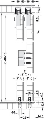 Häfele 402.33.012 Sliding Door Hardware, Slido F-Line21 12C, set, for small wooden sliding doors, for door weights up to 12 kg (26.4 lbs.), Infront, for 1 door, with soft and self closing mechanism on both sides