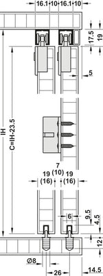 Häfele 402.33.012 Sliding Door Hardware, Slido F-Line21 12C, set, for small wooden sliding doors, for door weights up to 12 kg (26.4 lbs.), Infront, for 1 door, with soft and self closing mechanism on both sides