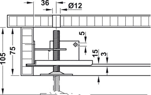 Häfele 637.23.900 Base Leveler, with Supporting Bracket, Load-bearing capacity 150 kg (330 lbs), steel, galvanized, M10 x 70 mm threaded spindle