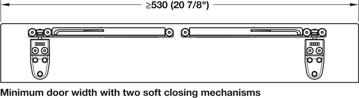 Häfele 402.33.029 Sliding Door Hardware, Slido F-Line21 20A, set, For cabinets with 1 wooden door, for door weights up to 20 kg (44 lbs.), for door heights up to 1,400 mm (55"), For 1 Door, with track stopper