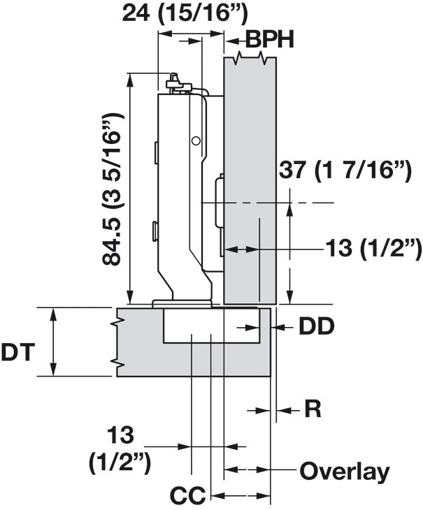Häfele 348.34.800 Grass - Concealed Hinge, Tiomos, 94º Opening Angle, Full Overlay, Screw mounting, soft-close, F028138567228