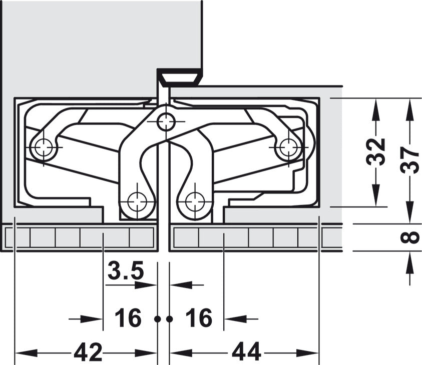 Häfele 924.19.371 TECTUS - Concealed Hinge, TE 540 3D A8, 3D adjustable, size 200 mm, Satin nickel-plated