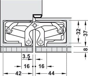 Häfele 924.19.371 TECTUS - Concealed Hinge, TE 540 3D A8, 3D adjustable, size 200 mm, Satin nickel-plated