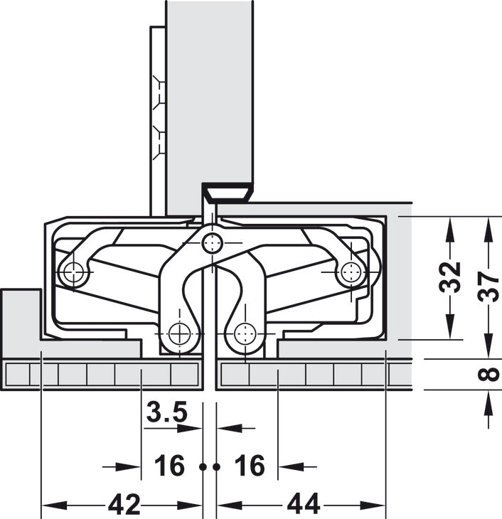 Häfele 924.17.323 TECTUS - Concealed Hinge, TE 540 3D A8, 3D adjustable, size 200 mm, Satin chrome look