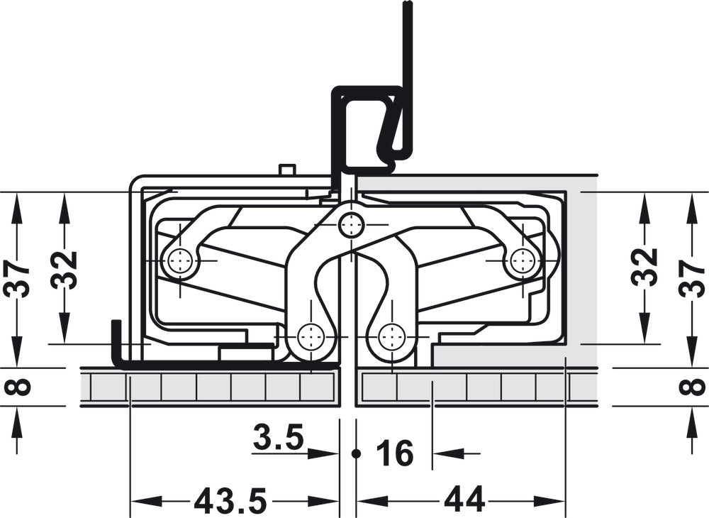 Häfele 924.17.325 TECTUS - Concealed Hinge, TE 540 3D A8, 3D adjustable, size 200 mm, Stainless steel look