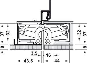 Häfele 924.19.371 TECTUS - Concealed Hinge, TE 540 3D A8, 3D adjustable, size 200 mm, Satin nickel-plated