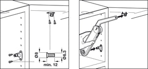 Häfele 373.69.312 Swing-Up Fitting, Maxi, Complete Set, For wooden or glass flaps or flaps with aluminum frame, Model D, nickel