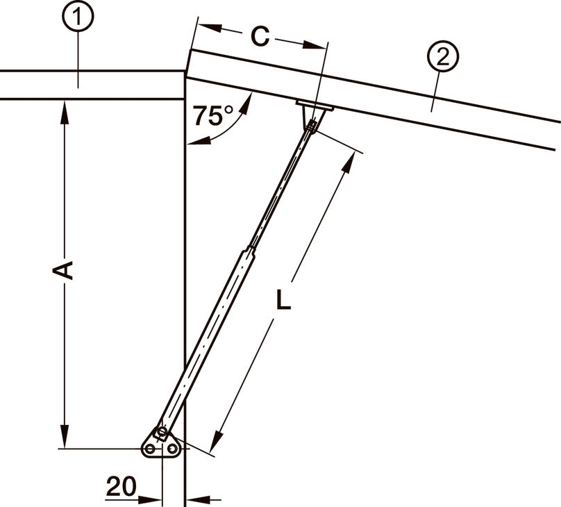 Häfele 373.58.919 Lid Stay, Firmatop, With Internal Spring, Chrome plated