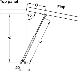 Häfele 373.58.919 Lid Stay, Firmatop, With Internal Spring, Chrome plated
