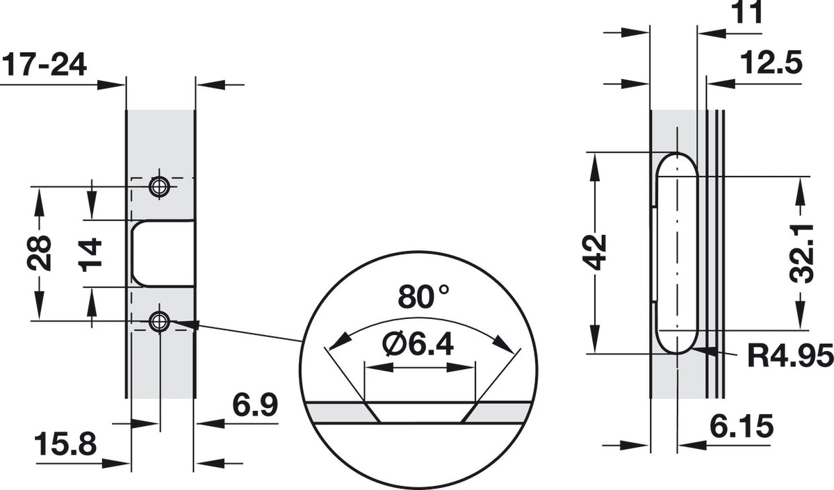 Häfele 329.23.610 Salice - Aluminum Frame Door Hinge, 105° Opening Angle, Self-Closing, Full Overlay, for Quick Door™ Aluminum Frame Doors, model C2Z6A99