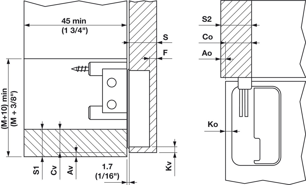 Häfele 342.78.722 In-Side Flap Hinge, right