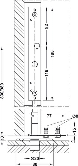 Häfele 946.21.100 Bar Bolt Lock, Hawa Doorfix, For Wood Sliding Doors