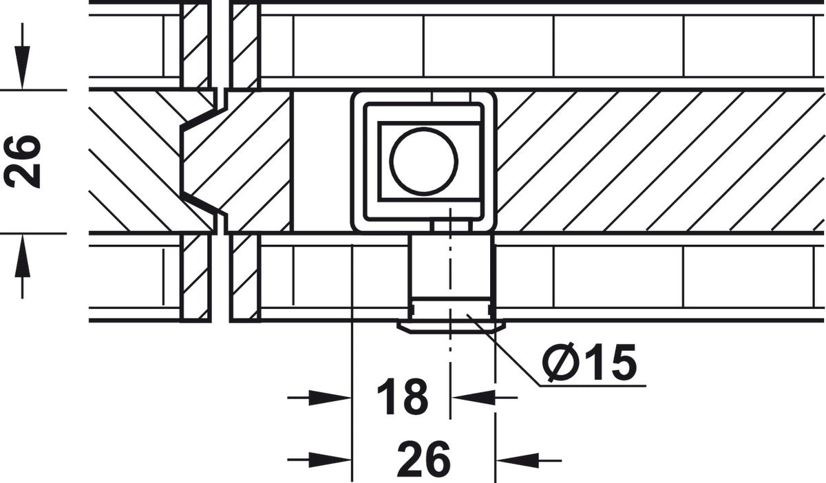Häfele 946.21.100 Bar Bolt Lock, Hawa Doorfix, For Wood Sliding Doors