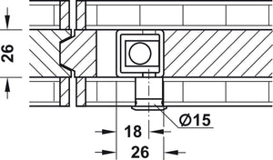 Häfele 946.21.100 Bar Bolt Lock, Hawa Doorfix, For Wood Sliding Doors